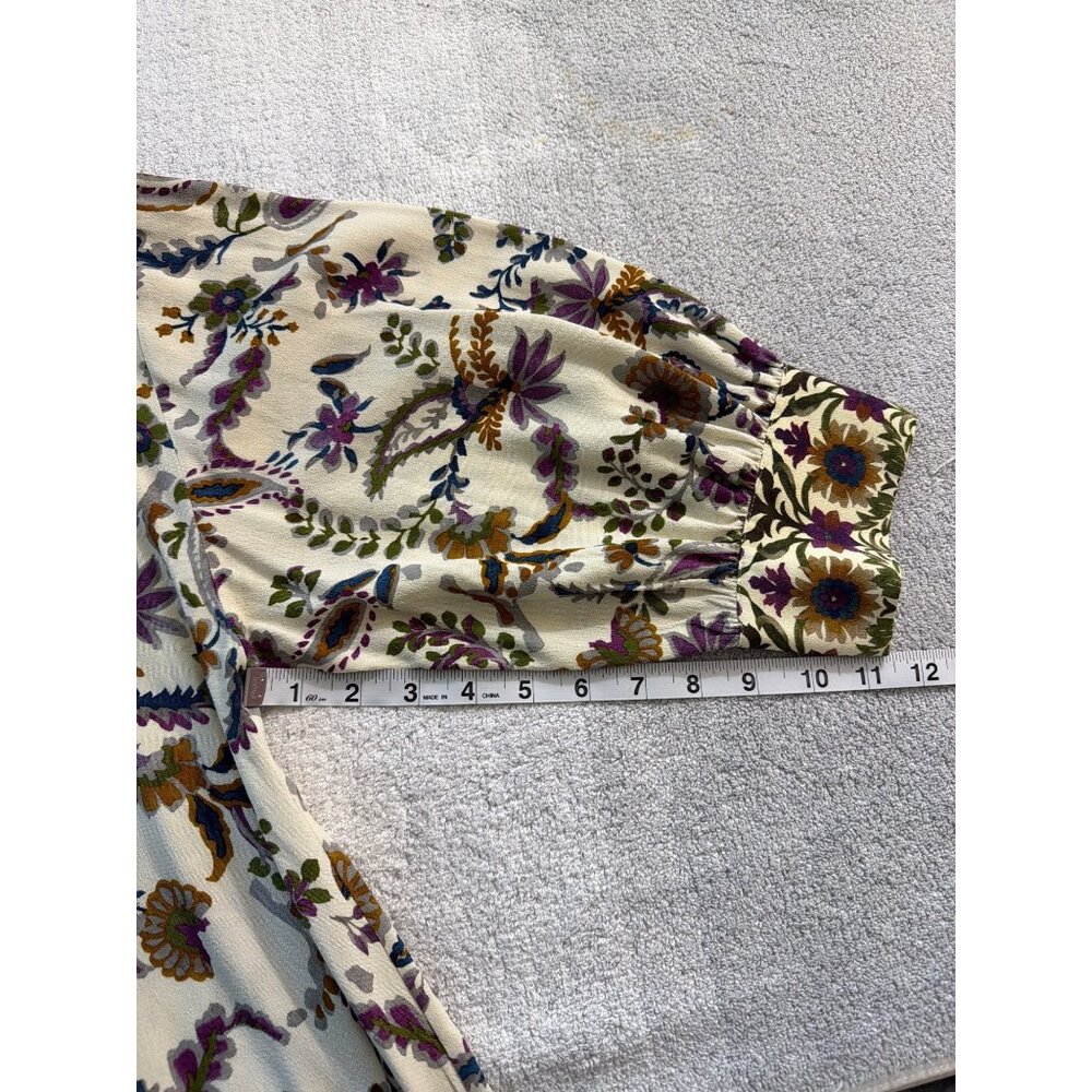 NWOT Sézane Boheme Ecru Arabesque Flower Midi Dress 100% Viscose Size 44 - Picture 13 of 16
